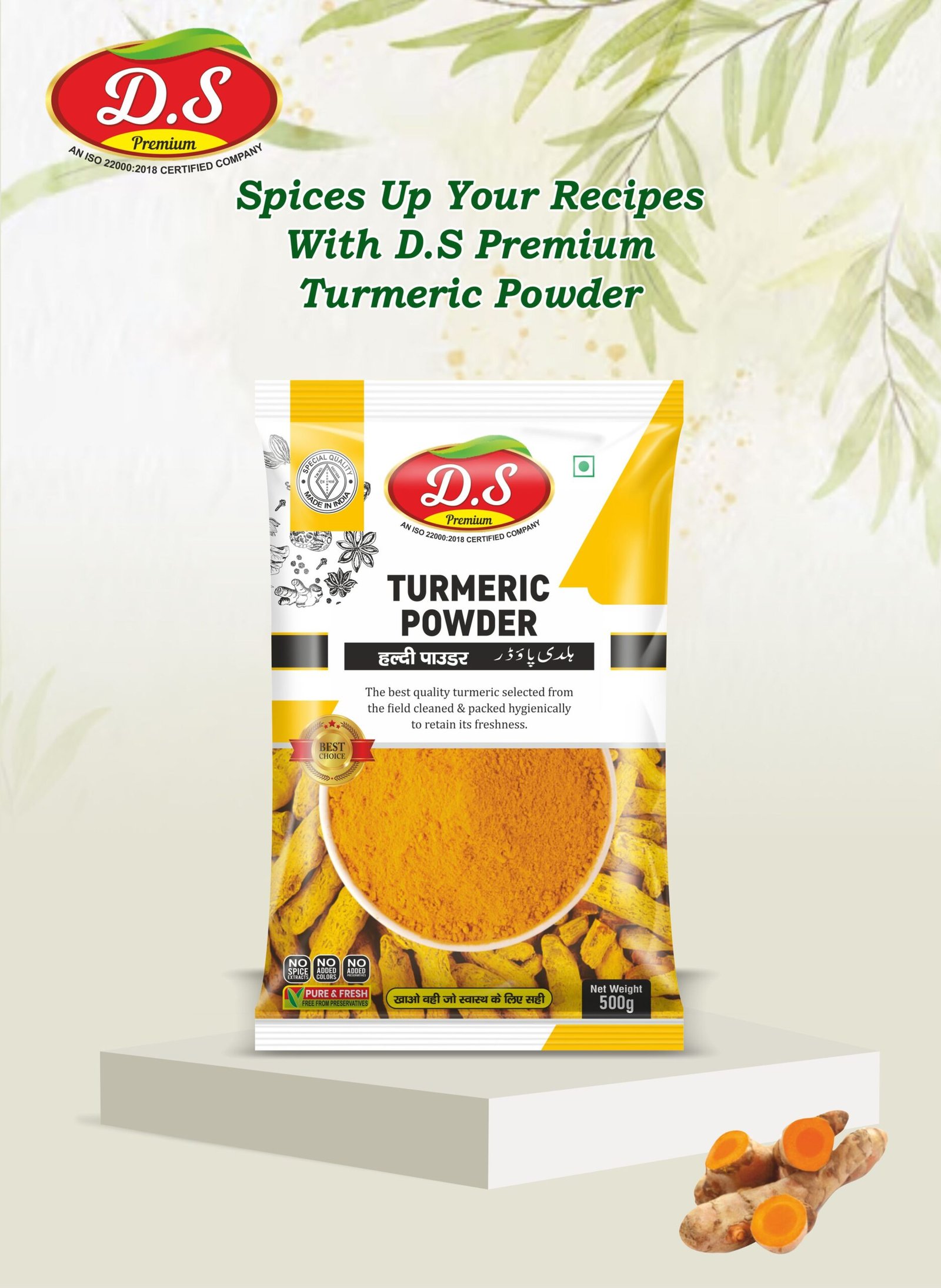 D.S SPICES Organic Turmeric Powder Pack Of 1 (500gm) - Image 5